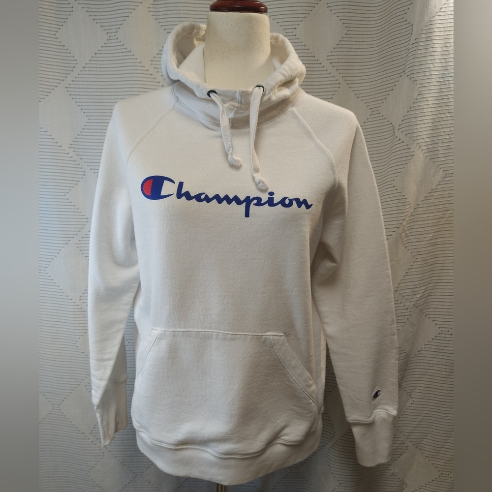 Champion Hoodie Woman's size Medium White Authentic Athleticwear Kangaroo Pocket